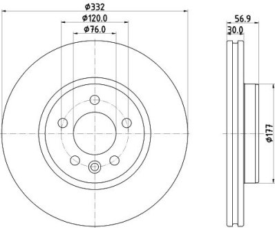 8DD355132561 Диск тормозной (передний) VW Amarok 16- (332x30) PRO+ HELLA подбор по vin на Brocar