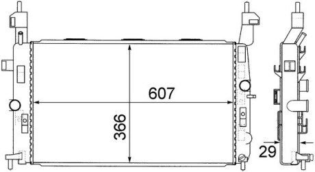 CR1498000S Радіатор 366 mm OPEL MAHLE / KNECHT підбір по vin на Brocar