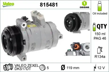 815481 Компресор, система кондиціонування повітря VALEO подбор по vin на Brocar
