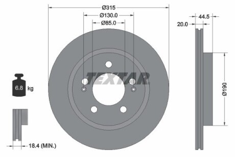 92332903 TARCZA HAM. SSANGYONG T. REXTON 2,0/2,2 E-XDI 17- TEXTAR підбір по vin на Brocar