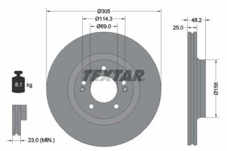 92333203 TARCZA HAM. HYUNDAI P. SONATA 2,0-2,5 20- TEXTAR подбор по vin на Brocar