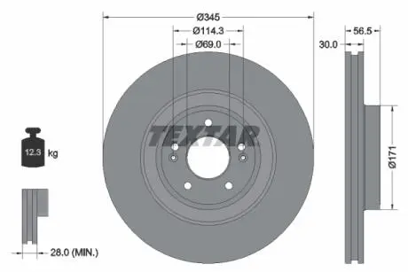 92314805 Гальмівний диск TEXTAR подбор по vin на Brocar