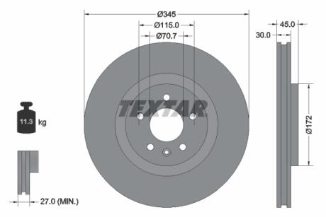 92323705 TARCZA HAM. OPEL P. INSIGNIA 1,4-2,0 17- TEXTAR підбір по vin на Brocar