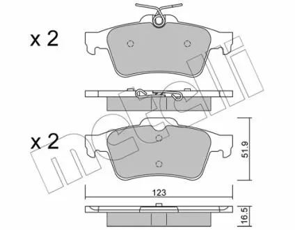2203371 Колодки гальмівні (задні) Citroen C5/Ford C-Max 07-/Focus/Connect 04-13/Renault Laguna 07-15/Volvo METELLI підбір по vin на Brocar