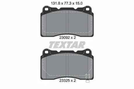 2309215005 Тормозные колодки передние (15.00mm) Mitsubishi Lancer 1.5/1.6 08- TEXTAR подбор по vin на Brocar