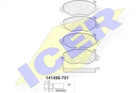 141498 Тормозные колодки передние (18.4mm) Ford Transit 2.0 00- (Bosch) ICER подбор по vin на Brocar