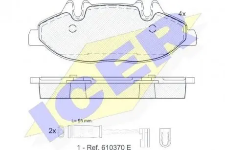 181675 Гальмівні колодки передні (21.00mm) MB Vito 2.2 03- (Bosch) ICER підбір по vin на Brocar