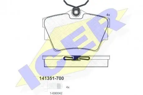 141351 Гальмівні колодки задні Renault Trafic 01-,Opel Vivaro 01- ICER підбір по vin на Brocar