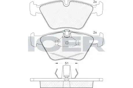 181140 Колодки тормозные (передние) BMW 5 (E39) M51/M52 95-03 ICER підбір по vin на Brocar
