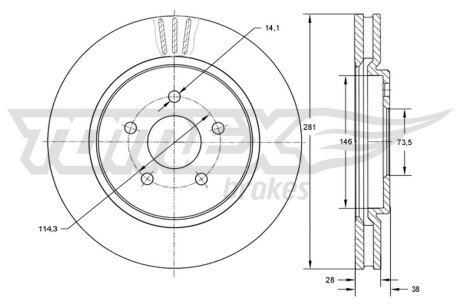 TX7216 TARCZA HAMULC. CHRYSLER VOYAGER 00-08 TOMEX подбор по vin на Brocar