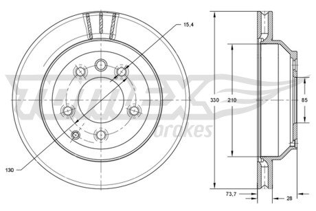 TX7416 TARCZA HAMULC. VW TOUAREG 02-18 TYŁ TOMEX підбір по vin на Brocar