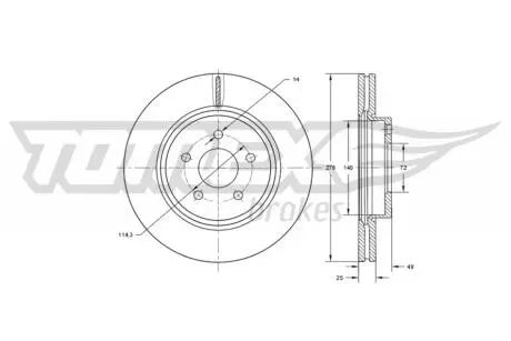 TX7318 TARCZA HAMULC. MAZDA 3 03-13 PRZÓD TOMEX підбір по vin на Brocar