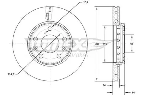 TX7261 TARCZA HAMULC. RENAULT MEGANE 08- TOMEX подбор по vin на Brocar