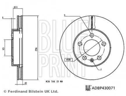 ADBP430071 Гальмівний диск BLUE PRINT подбор по vin на Brocar
