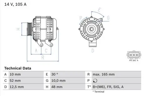 0986080440 Генератор 0 986 080 440 BOSCH BOSCH підбір по vin на Brocar