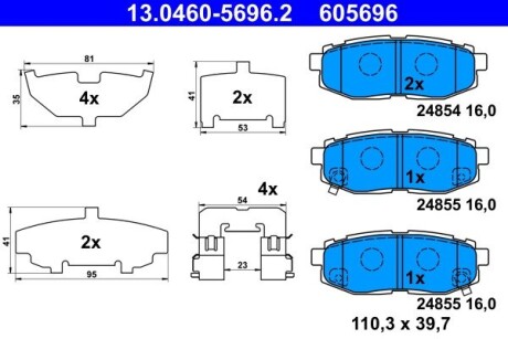 13046056962 Колодки тормозные (задние) Subaru Impreza/Outback 08-/Legacy 09-14/Forester 13- ATE подбор по vin на Brocar