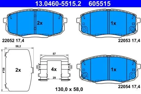 13046055152 KLOCKI HAM. HYUNDAI KONA 1.6 18- ATE подбор по vin на Brocar