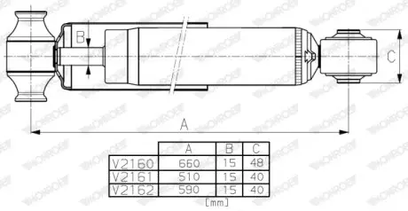 V2162 Амортизатор Van-Magnum задн. TRANSIT -13 MONROE підбір по vin на Brocar