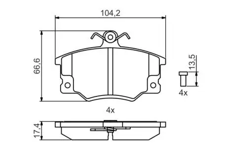 0986495465 Гальмівні колодки перед. ALFA Fiat Tempra,Tipo,Punto, LANCIA (17,4mm) BOSCH підбір по vin на Brocar