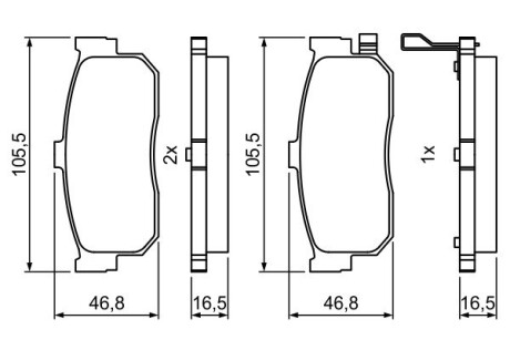 0986495387 Гальмівні колодки задн. NISSAN Almera 00- Maxima QX 00- BOSCH підбір по vin на Brocar