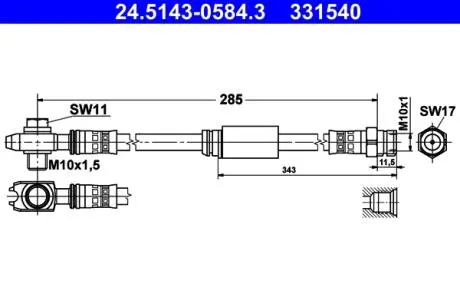 24514305843 PRZEWÓD HAM. ELAST. VW P. BEETLE/GOLF/JETTA 11- LE/PR ATE підбір по vin на Brocar