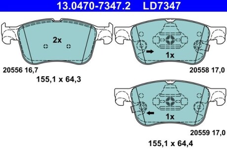 13047073472 KLOCKI HAM. FORD P. FOCUS/KUGA 1,0-2,0 18- CERAMIC ATE підбір по vin на Brocar