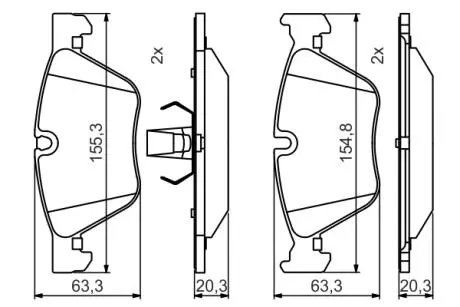0986495480 Тормозные колодки передн.5 F10 518d-528i 11- BOSCH підбір по vin на Brocar
