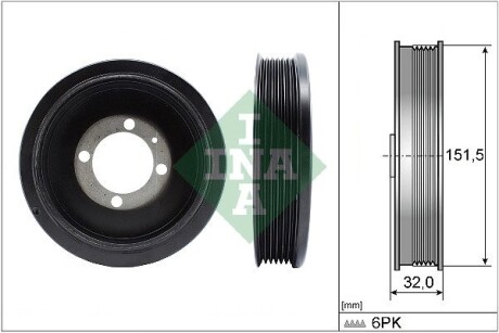 544012310 Шкив коленвала Opel Astra/Chevrolet Cruze 1.7 CDTI/DT 07- (6PK) INA подбор по vin на Brocar