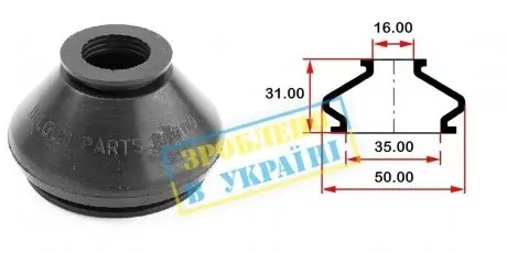 BG0110 Пильник опори кульової рульового наконечника (універсальний) (35х16x31) BELGUM підбір по vin на Brocar