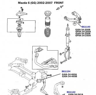BG1112 Сайлентблок важеля (переднього/знизу/всередині) Mazda 6/6 MPS 02-12 (40.4x12.2x58/40) BELGUM підбір по vin на Brocar