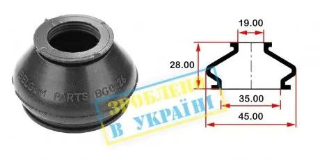BG0126 Пыльник опоры шаровой рулевого наконечника (универсальный) (35х19x28) BELGUM подбор по vin на Brocar