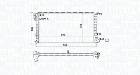 BM1866 MARELLI Радиатор двигателя CITROEN BERLINGO (MF) 1,8D (MFA9A) 1,9D1,9D 4WD (MFWJZ) 1,9D (MFDJY) MAGNETI MARELLI підбір по vin на Brocar
