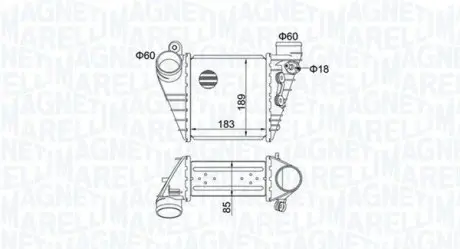 MST483 MARELLI Интеркулер Audi A3,Golf,Skoda Octavia 1.8T/1.9TDI 96- MAGNETI MARELLI підбір по vin на Brocar