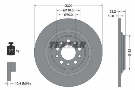 92304103 Диск тормозной (задний) Jeep Cherokee 2.0-3.2 13- (320x12) PRO TEXTAR підбір по vin на Brocar