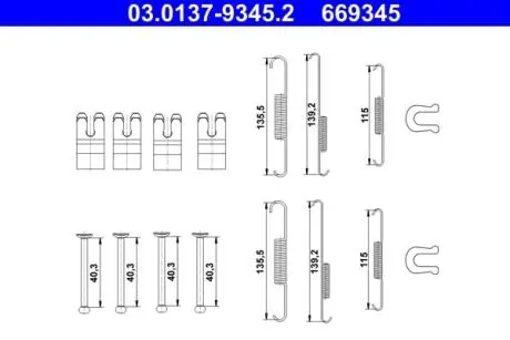 03013793452 SPRĘŻYNY SZCZĘK HAM. TOYOTA HILUX 2,4-3,0 D-4D 4WD 04- ATE подбор по vin на Brocar
