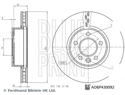 ADBP430092 TARCZA HAM. VW P. CRAFTER 2,0 TDI 16- BLUE PRINT підбір по vin на Brocar