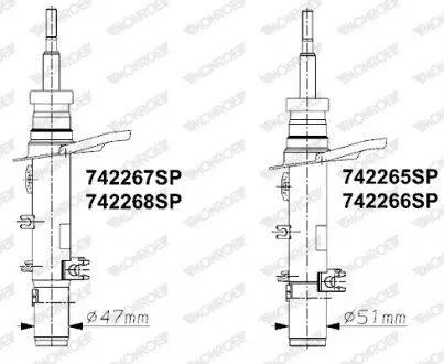 742266SP Амортизатор передний левый газ. OESpectrum d=51мм C4 CACTUS-14 MONROE подбор по vin на Brocar