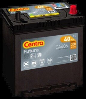 CA406 AKUMULATOR CENTRA 40AH/350A 12V +P FUTURA CARBON BOOST 187X127X220 KOREAN B1 SZT CENTRA Centra підбір по vin на Brocar