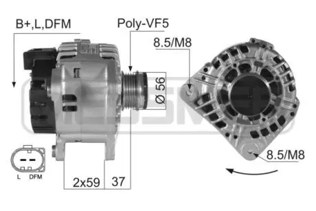 210007A Генератор Audi A3/A4/Skoda Fabia/Octavia/Superb/VW Golf/Passat/T5 1.9TDI 96-06 (12V/120A) ERA підбір по vin на Brocar