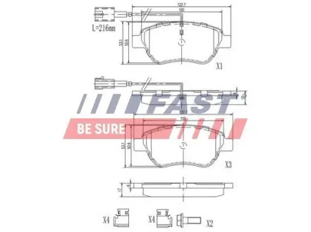 FT29124 Колодки передні Fiat Grande Punto/Panda 1.2-1.4i/1.3D 05>/ Peugeot Bipper/ Citroen Nemo FAST підбір по vin на Brocar