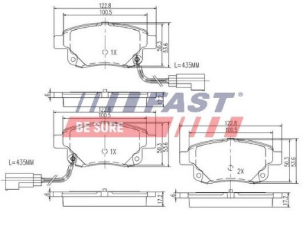 FT29523 Колодки тормозные задние дисковые комплект FORD Transit 06-14, Connect 02-13 FAST подбор по vin на Brocar