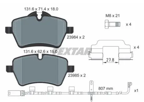 2398407 Гальмівні колодки TEXTAR подбор по vin на Brocar