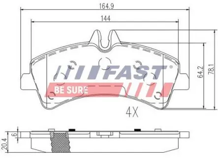 FT29023 КОЛОДКИ ТОРМОЗНЫЕ MERCEDES SPRINTER 06> 906 ЗАД БЕЗ ДАТЧИКА 906 FAST подбор по vin на Brocar