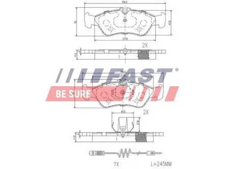 FT29018 Колодки гальмові MERCEDES SPRINTER 95> 901-905 ЗАД 2-ДАТЧИКА FAST підбір по vin на Brocar