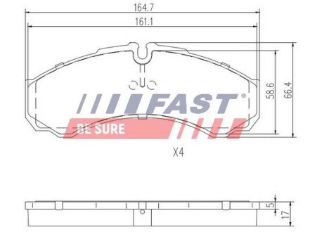 FT29091 Fast (42470835) КОЛОДКИ ТОРМ. ПЕРЕДН. IVECO DAILY 99- FAST підбір по vin на Brocar