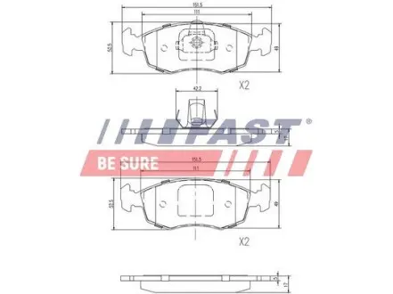 FT29122 Колодки гальмівні передние ATE -05 FIAT Doblo 00-09 FAST підбір по vin на Brocar
