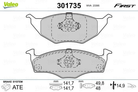 301735 Колодки тормозные VW P. LUPO 1,2 TDI 99-05 VALEO подбор по vin на Brocar