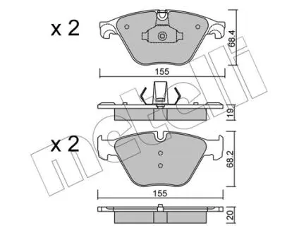 2209180 Колодки гальмівні (передні) BMW 5 (F10/F11/F18) 09-17/7 (F01/F02/F03/F04) 08-12 METELLI підбір по vin на Brocar