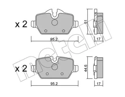 2206410 Колодки гальмівні (задні) BMW 1 (E81/E82/E87)/3 (E90/E91/E92/E93) 04-13 METELLI підбір по vin на Brocar