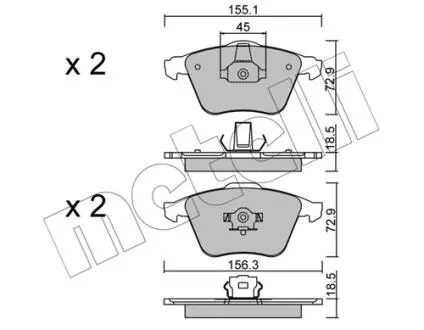 2205493 Колодки гальмівні (передні) Ford Focus/Mazda 3/Volvo C30/C70/S40/V50/Opel Vectra C 05-14/V40 12- METELLI підбір по vin на Brocar